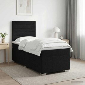 vidaXL Κρεβάτι box spring με στρώμα Μαύρο 80 x 200 cm Ύφασμα