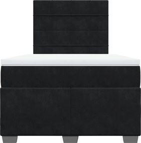 vidaXL Κρεβάτι Boxspring με Στρώμα Μαύρο 120x190 εκ. Βελούδινο