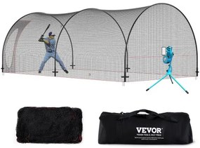 VEVOR Baseball Batting Cage, Softball and Baseball Batting Cage Net and Frame, Practice Portable Cage Net with Carry Bag, Heavy Duty Enclosed Pitching Cage, for Backyard Batting Hitting Training, 22FT