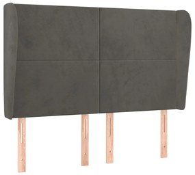 Κεφαλάρι με Πτερύγια Σκούρο Γκρι 147x23x118/128 εκ. Βελούδινο - Γκρι