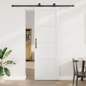 vidaXL Συρόμενη Πόρτα με Σετ Εξαρτημάτων Λευκή 78x232 εκ Συμπαγές Ξύλο Πεύκο