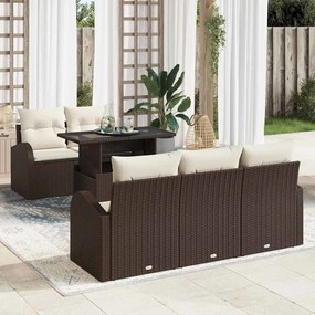 vidaXL Σετ Καναπέ Κήπου 6 pcs Καφέ 100 x 55 x 73 εκ Πολυ ράταν