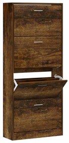 vidaXL Παπουτσοθήκη Καπνιστή Δρυς 63x24x147 εκ. από Επεξεργασμένο Ξύλο