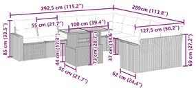 vidaXL Σαλόνι Κήπου Σετ 11 τεμ. Μπεζ Συνθετικό Ρατάν με Μαξιλάρια