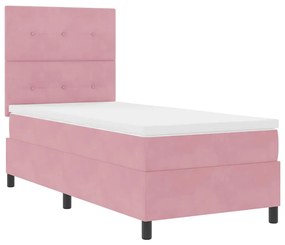 vidaXL Κρεβάτι με ελατήρια με στρώμα Ροζ 90 x 200 cm Βελούδο