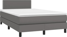 vidaXL Κρεβάτι Boxspring με Στρώμα Γκρι 120x190εκ. από Συνθετικό Δέρμα