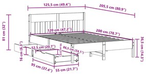 ΣΚΕΛΕΤΟΣ ΚΡΕΒ. ΧΩΡΙΣ ΣΤΡΩΜΑ ΚΑΦΕ ΚΕΡΙΟΥ 120X200 ΕΚ ΜΑΣΙΦ ΠΕΥΚΟ 3301871