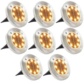 vidaXL Σποτ Ηλιακά Χωνευτά - Καρφωτά LED 8 τεμ. Θερμό Λευκό