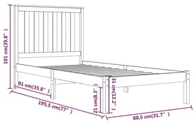 ΠΛΑΙΣΙΟ ΚΡΕΒΑΤΙΟΥ 75X190 ΕΚ. ΑΠΟ ΜΑΣΙΦ ΠΕΥΚΟ 2FT6 SMALL SINGLE 3103803