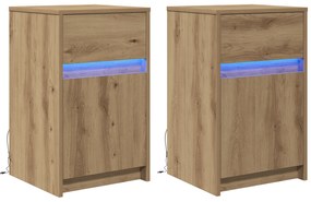 vidaXL LED Κρεβατάκι Ντουλάπα 2 pcs artisan δρυς 38 x 34 x 61 εκ.