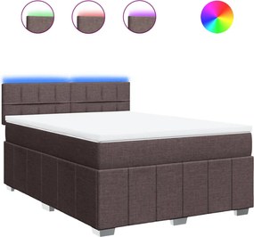 vidaXL Κρεβάτι Boxspring με Στρώμα Σκούρο Καφέ 140x200 εκ Υφασμάτινο