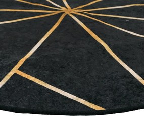 vidaXL Χαλί Πλενόμενο Μαύρο και Χρυσό Ø 120 εκ.