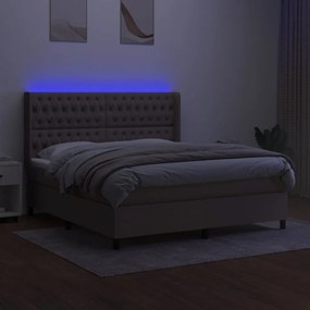 vidaXL Κρεβάτι Boxspring με Στρώμα &amp; LED Taupe 180x200 εκ. Υφασμάτινο