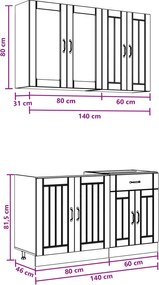 vidaXL Μονάδα κουζίνας LUCCA 4 pcs Μαύρο Επεξεργασμένο Ξύλο