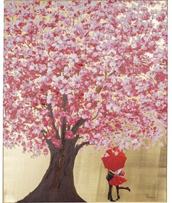 Πίνακας  Touched Flower Ζευγάρι Σε Δέντρο Ροζ-Χρυσό 80x3.5x100εκ - Μπλε