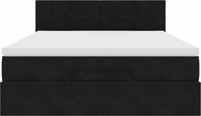vidaXL Οθωμανικό κρεβάτι με στρώμα Μαύρο 140x190cm Βελούδο