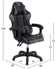 ΠΟΛΥΘΡΟΝΑ GAMING DARREN  ΜΑΥΡΟ-ΓΚΡΙ PVC &amp; NYLON 51x49x125Υεκ.