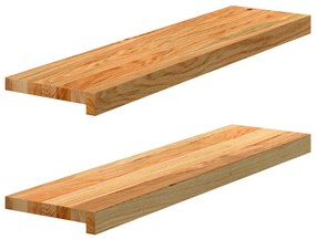 vidaXL Περβάζια παραθύρων 2 τεμ. Αν. Καφέ 80x20x2 εκ. Μασίφ Ξύλο Δρυός