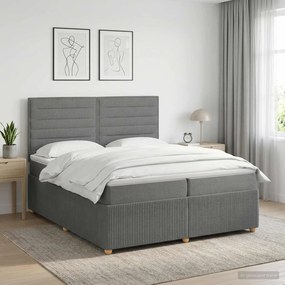 vidaXL Κρεβάτι box spring με στρώμα Σκούρο Γκρι 200 x 200 cm Ύφασμα