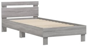 vidaXL Πλαίσιο Κρεβατιού με Κεφαλάρι Γκρι Sonoma 75x190 εκ. Επεξ. Ξύλο