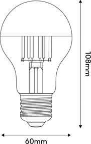 LED Filament Λαμπτήρας A12 Κλασικό Σχήμα A60 Χρυσό Καθρέπτου 7W 650Lm E27 2700K Dimmable