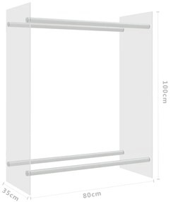 vidaXL Ράφι Καυσόξυλων Διαφανές 80 x 35 x 100 εκ. από Ψημένο Γυαλί