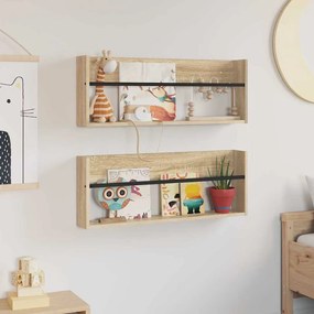 vidaXL Ράφι Περιοδικών με ράφι 2 pcs Δρύς Sonoma 80 x 12 x 30 εκ
