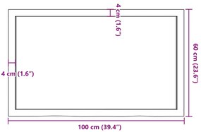 Πάγκος Μπάνιου Αν. Καφέ 100x60x(2-4) εκ. Επεξεργ. Μασίφ Ξύλο - Καφέ