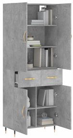 vidaXL Ντουλάπι Γκρι Σκυροδέματος 69,5x34x180 εκ. Επεξεργασμένο Ξύλο
