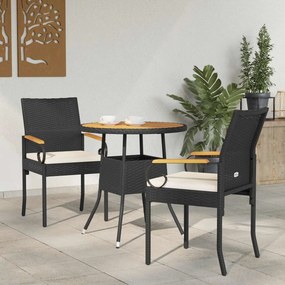 vidaXL Καρέκλες Κήπου με μαξιλάρι 2 pcs Μαύρο και Κρεμ Λευκό