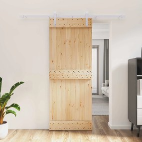 vidaXL Συρόμενη Πόρτα Φυσικό και Λευκό 80 x 210 cm