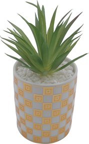 Τεχνητό Φυτό σε Κεραμικό Μοντέρνο Γλαστράκι 7.5x16cm - Άσπρο