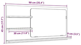 Έπιπλο Καθρέφτη Μπάνιου Αρτισιανή Δρυς 90x11x45 εκ Επεξ.Ξύλο - Καφέ