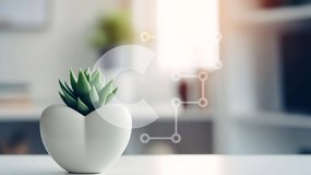 Intra Συλλεκτικό Ξύλινο Παζλ Plywood 4mm - Λευκό φυτό σε γλάστρα σε τραπέζι με βιβλία ραφιών Σε Ξύλινο Κουτί - Διαστάσεις Puzzle: 10x10 cm – 25 κομμάτια