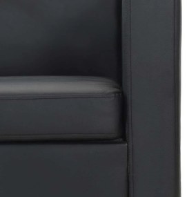 vidaXL Καναπές Τριθέσιος Μαύρος από Συνθετικό Δέρμα