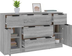 vidaXL Ντουλάπι Σετ 3 Τεμαχίων Γκρι sonoma από Επεξεργασμένο Ξύλο