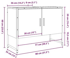 Ντουλάπι νιπτήρα μπάνιου Παλιό ξύλο 80x33x60 cm - Καφέ