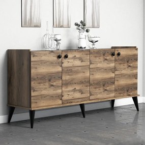 Megapap Μπουφές Lidya Καρυδί - Μαύρο Εφέ Μαρμάρου 182x41x82,5εκ.