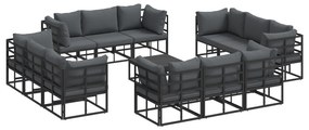 vidaXL Σετ Καναπέ Κήπου 13 pcs Μαύρο 70 x 70 x 32 εκ Αλουμίνιο