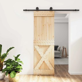 vidaXL Συρόμενη Πόρτα Φυσικό και Μαύρο 70 x 210 cm