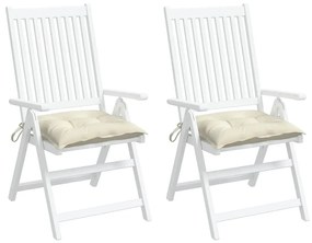 Μαξιλάρια Καρέκλας Κήπου 2 τεμ. Λευκά 40x40x7 εκ. Υφασμάτινα - Λευκό