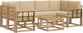 vidaXL Σειρά Καναπέ Εξωτερικού με μαξιλάρι 7 pcs Λευκό και Μπεζ