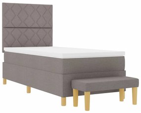 vidaXL Κρεβάτι με ελατήρια με στρώμα Taupe 100 x 200 cm ύφασμα