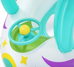 BESTWAY παιδική φουσκωτή βάρκα με σκίαστρο 34149, 107x112cm, Space Splash