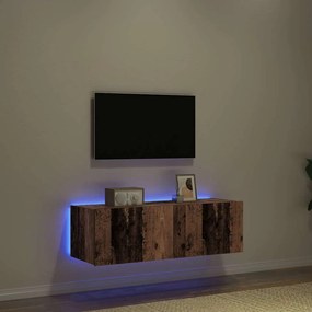 vidaXL Ντουλάπι Τηλεόρασης Τοίχου 2 pcs Παλιό ξύλο Επεξεργασμένο Ξύλο