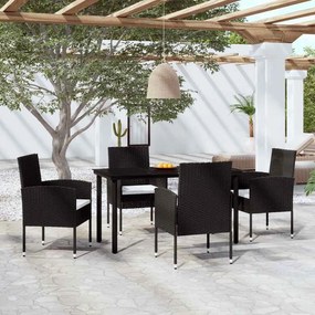 vidaXL Σετ Τραπεζαρίας Κήπου 5 Τεμαχίων Μαύρο