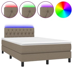 Κρεβάτι Boxspring με Στρώμα &amp; LED Taupe 120x200 εκ. Υφασμάτινο - Μπεζ-Γκρι