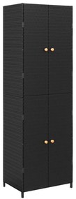 VidaXL Ντουλάπι Αποθήκευσης Κήπου Μαύρο 59x40x180 εκ. από Συνθ. Ρατάν