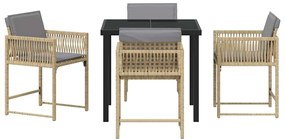 vidaXL Σέτ φαγητού για κήπο 5 pcs Μπεζ συνθετικό ρατάν