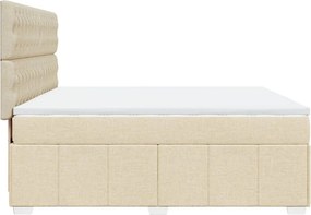 vidaXL Κρεβάτι Boxspring με Στρώμα Κρεμ 180x200 εκ. Υφασμάτινο